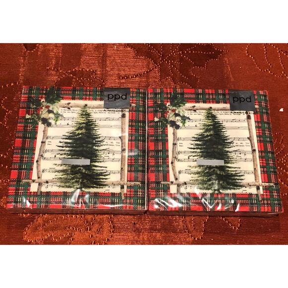 NWT 2 sets (40) CHALET TREE 10x10" Christmas Tree Wreath Victorian Music Napkins - Picture 1 of 7